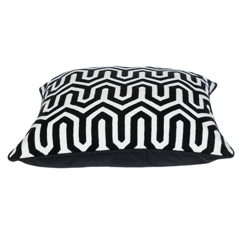 20" Black Geometric Cotton Throw Pillow — view 2