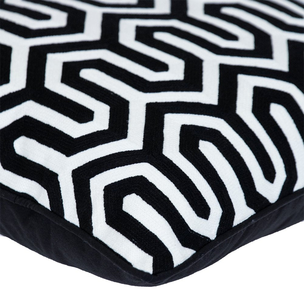 20" Black Geometric Cotton Throw Pillow — view 3