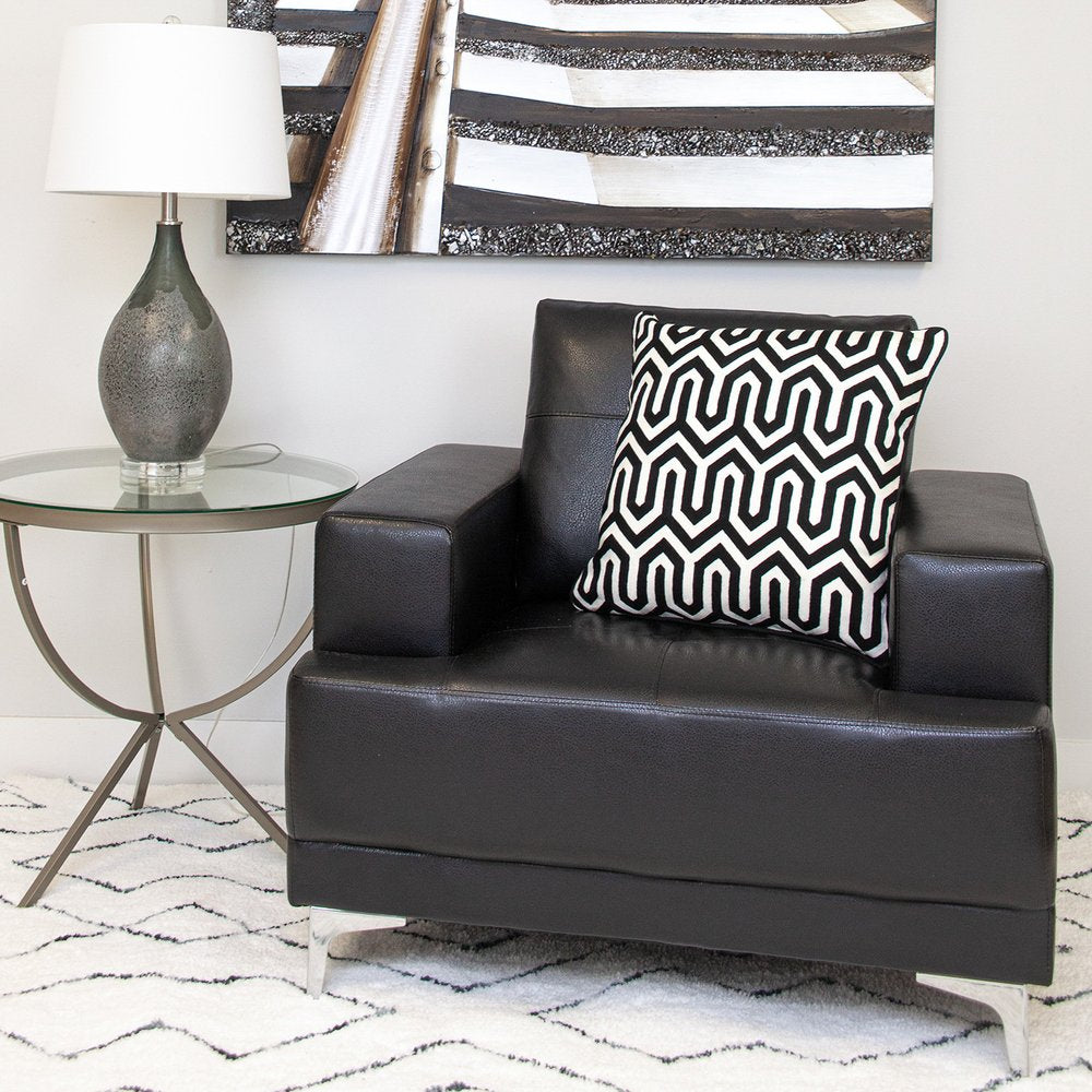 20" Black Geometric Cotton Throw Pillow — view 5