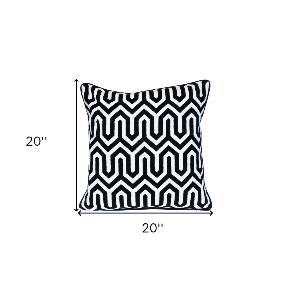 20" Black Geometric Cotton Throw Pillow — view 6