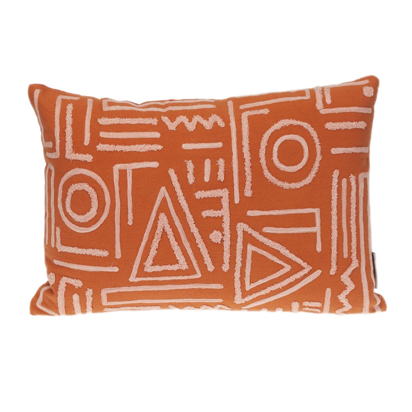 14" X 20" Pink and Orange Geometric Cotton Throw Pillow FurniFindUSA
