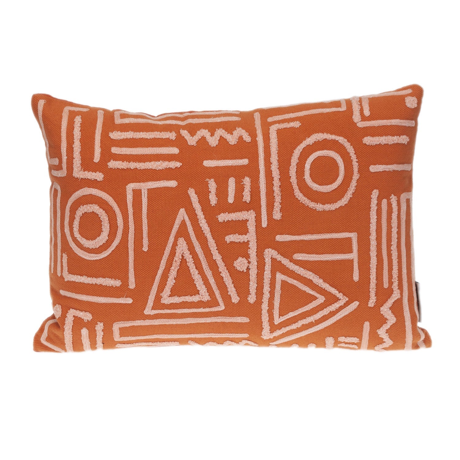 14" X 20" Pink and Orange Geometric Cotton Throw Pillow FurniFindUSA