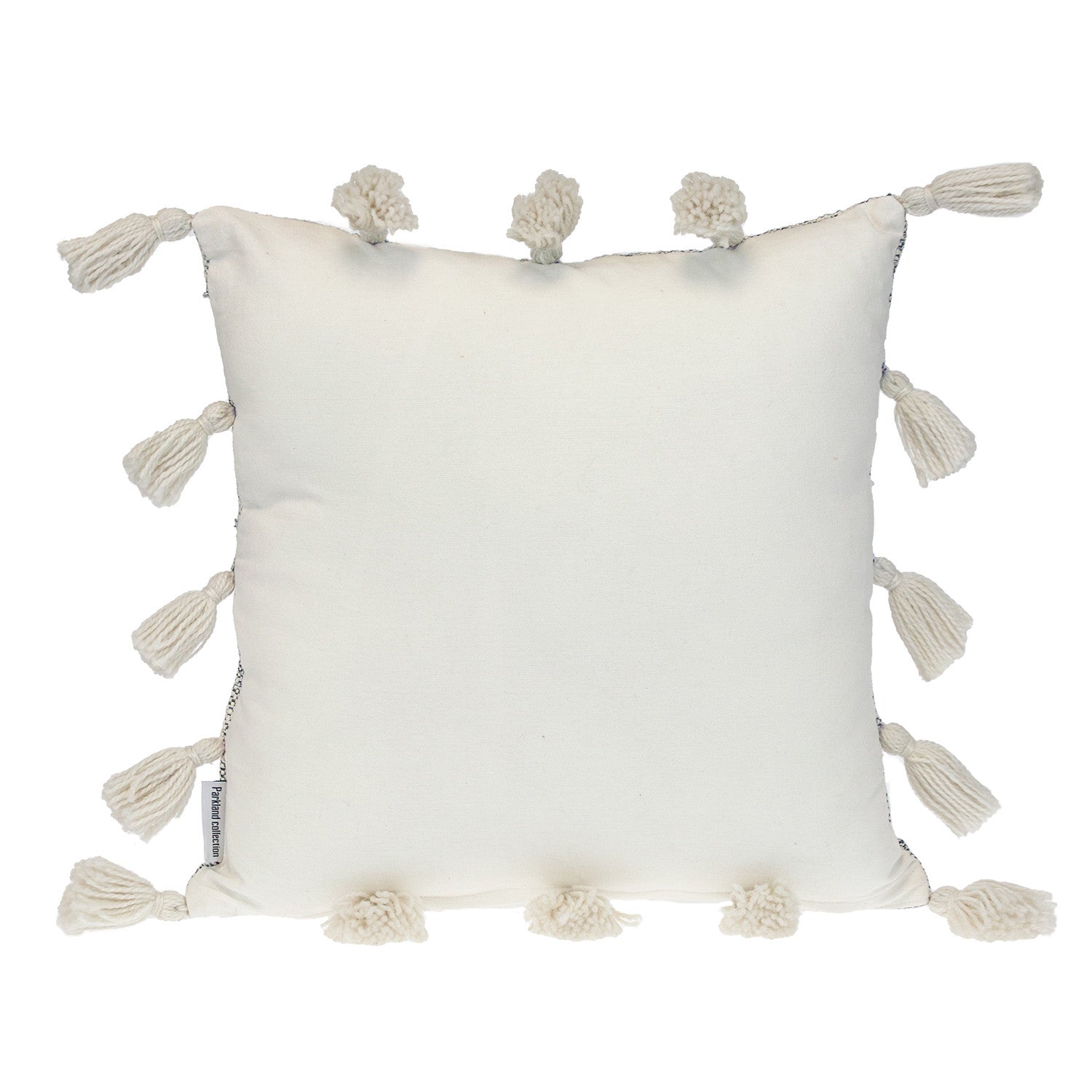 18" Gray and White Striped Cotton Throw Pillow With Tassels FurniFindUSA