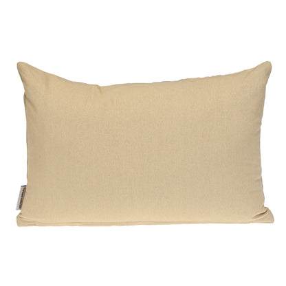 14" X 20" Beige and Gold Striped Cotton Blend Throw Pillow