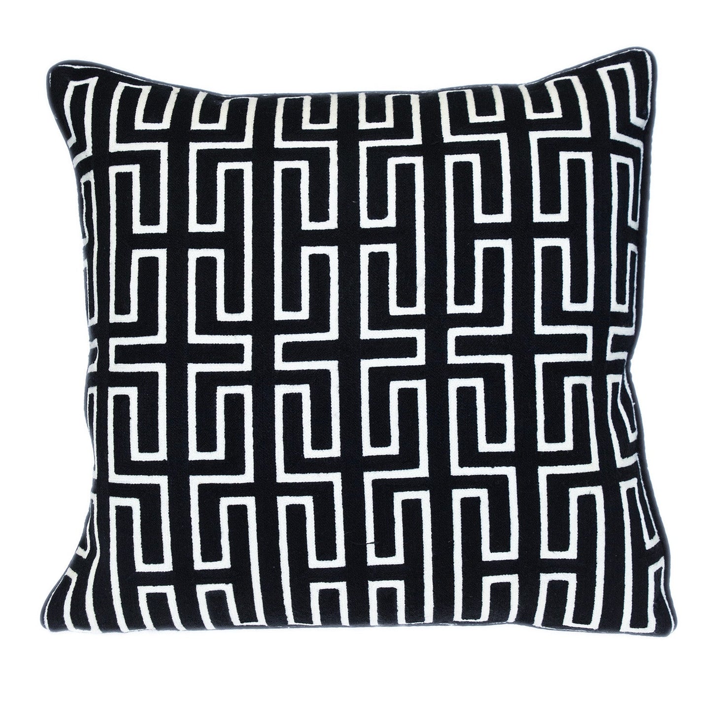 20" X 20" Black Geometric Cotton Zippered Pillow FurniFindUSA