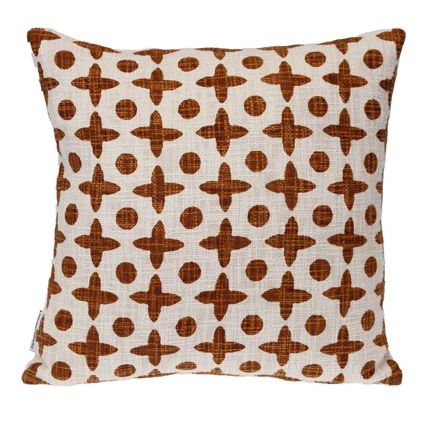 18" Beige and Brown Geometric Cotton Throw Pillow FurniFindUSA