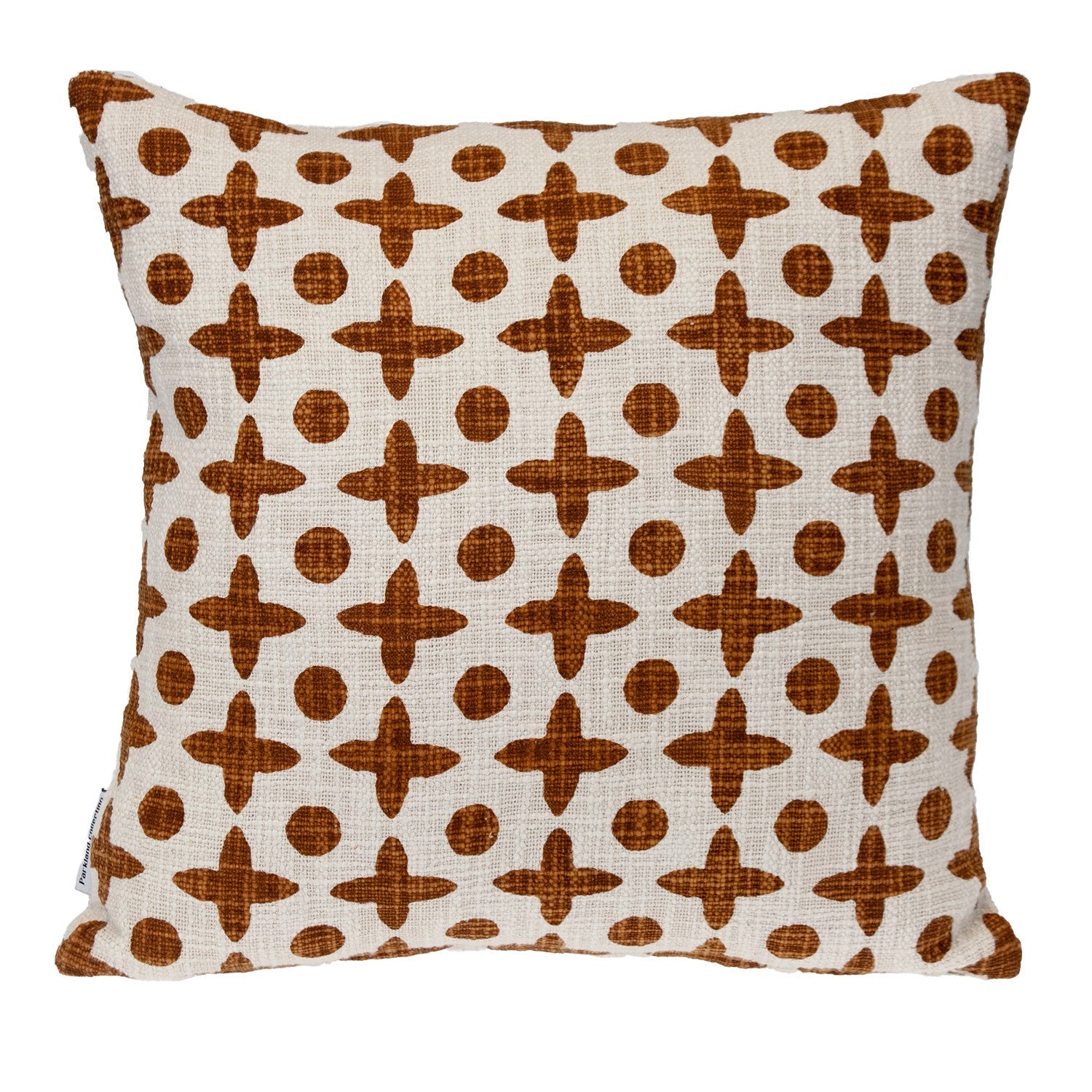 18" Beige and Brown Geometric Cotton Throw Pillow FurniFindUSA