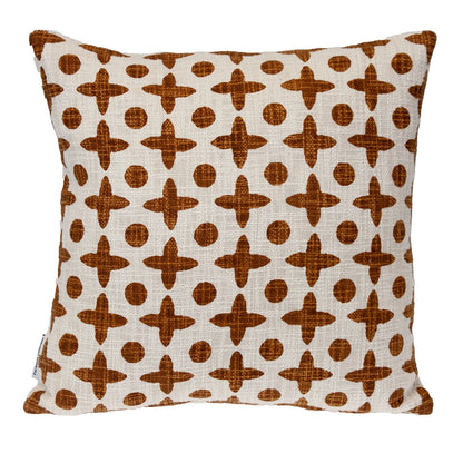 18" Beige and Brown Geometric Cotton Throw Pillow FurniFindUSA