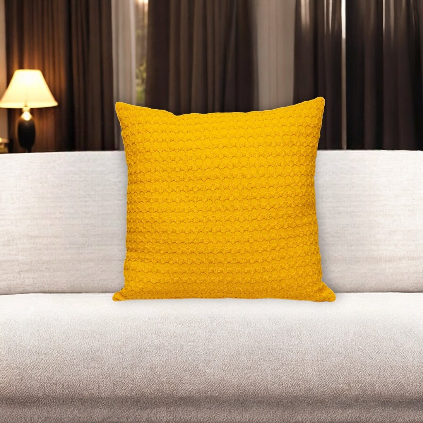 20" Yellow Cotton Throw Pillow With Texture 0.5" (L) x 20.0" (W) x 20.0" (H) FurniFindUSA