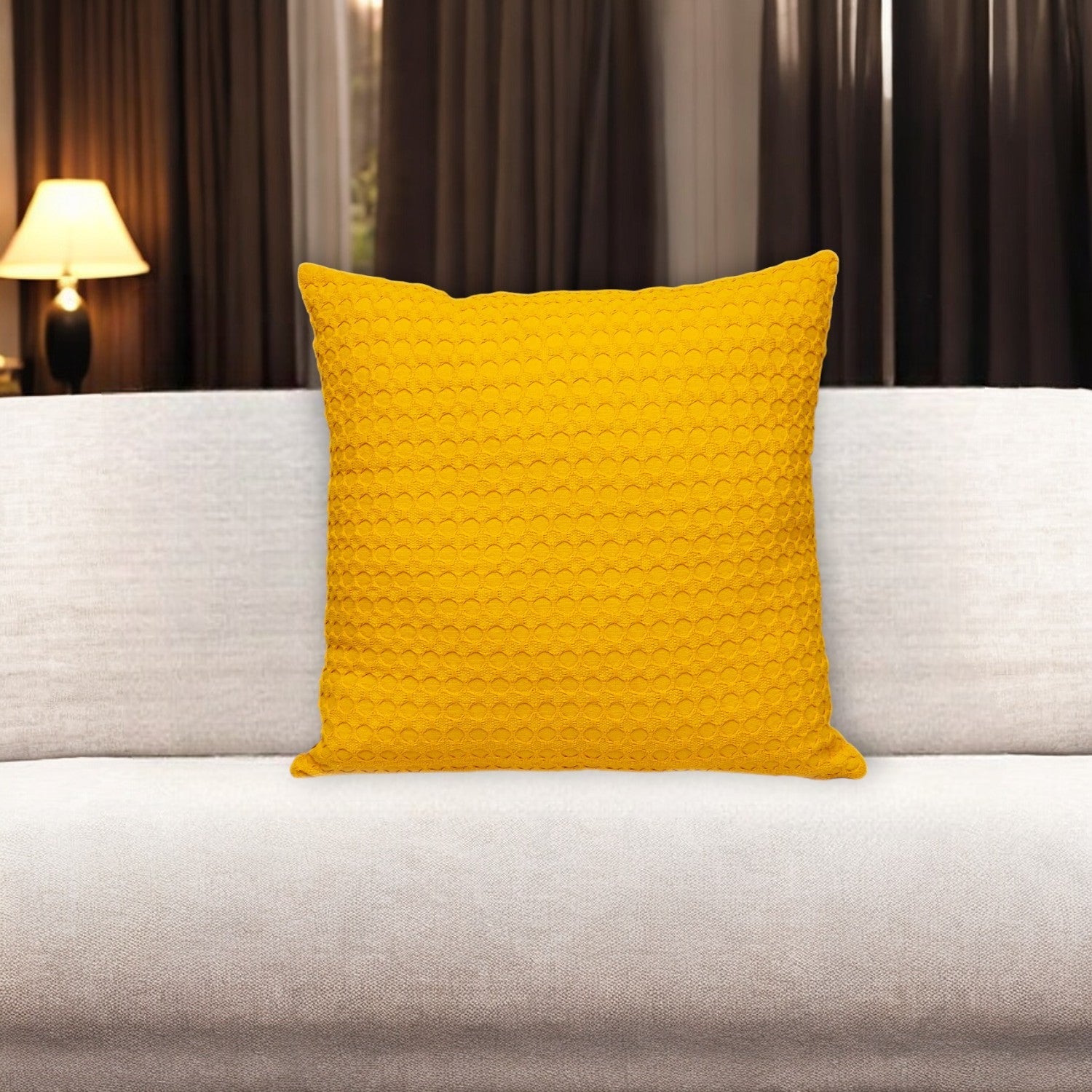 20" Yellow Cotton Throw Pillow With Texture 0.5" (L) x 20.0" (W) x 20.0" (H) FurniFindUSA
