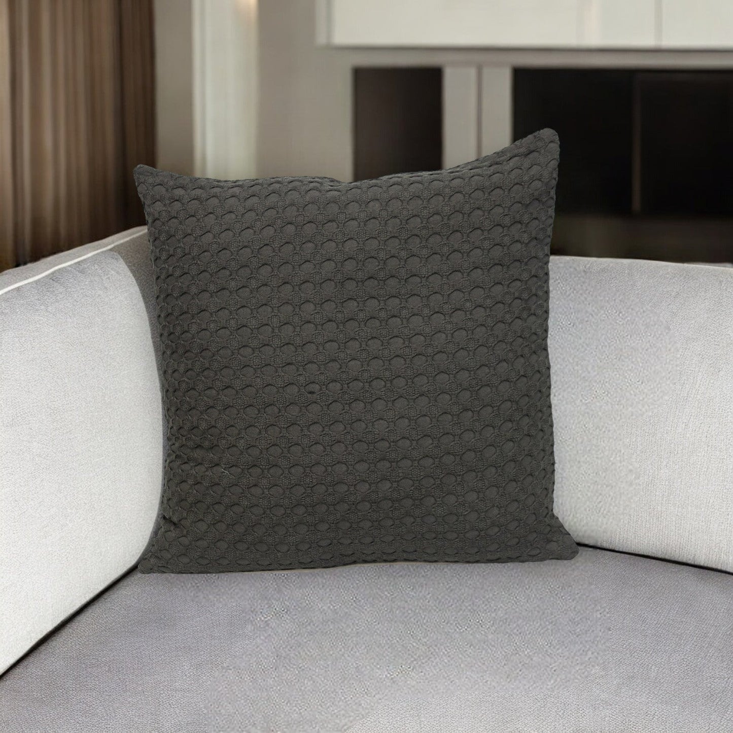 20" Gray Cotton Throw Pillow With Texture FurniFindUSA