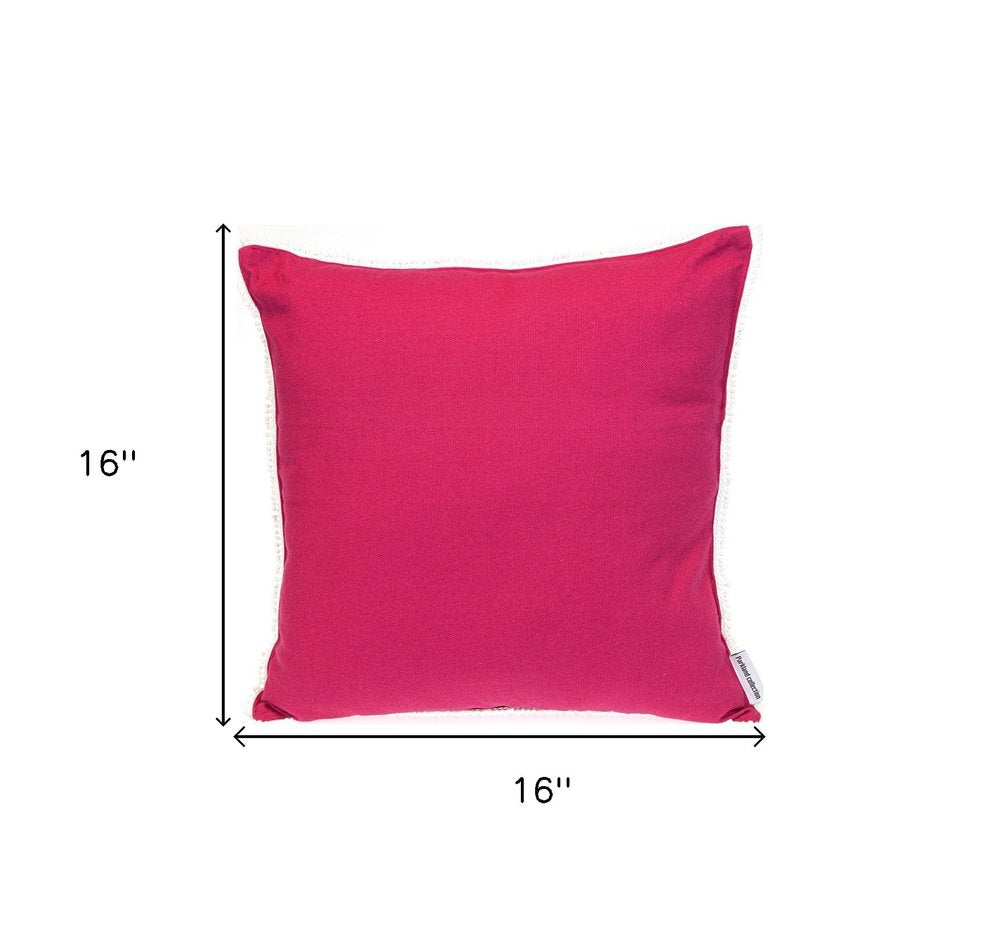 16" Pink Cotton Throw Pillow — view 7
