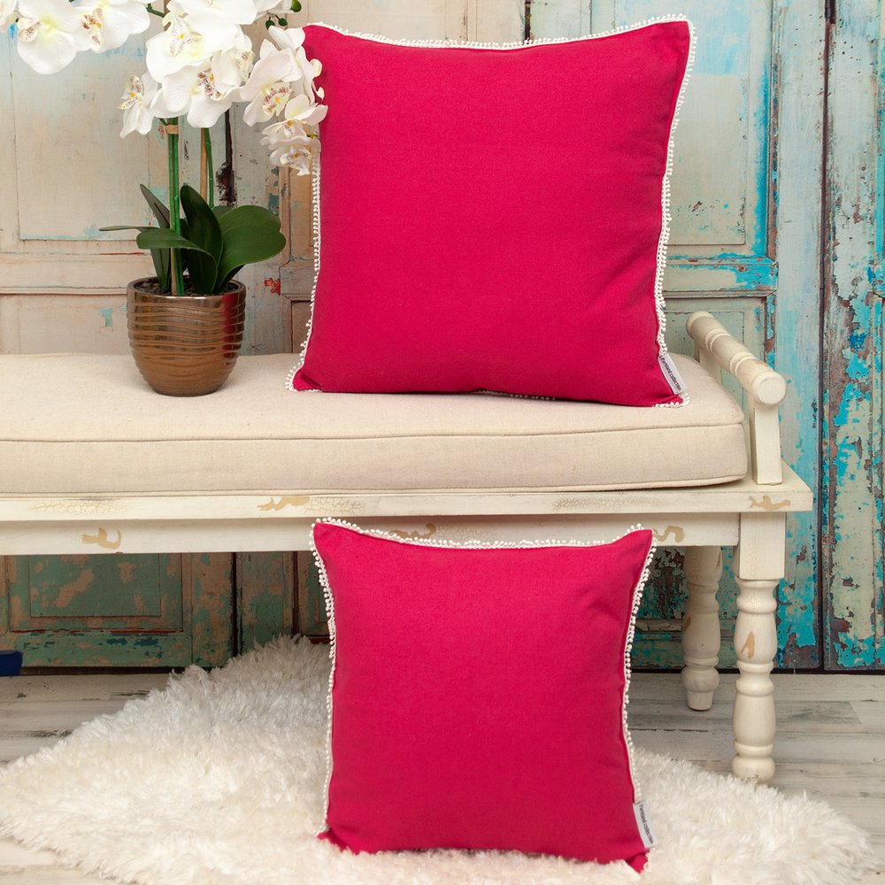 16" Pink Cotton Throw Pillow — view 5