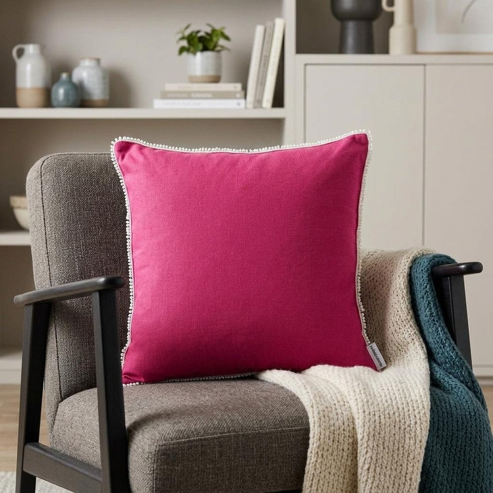 16" Pink Cotton Throw Pillow — view 10