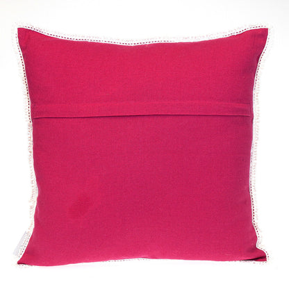 20" Hot Pink Cotton Throw Pillow With Fringe FurniFindUSA