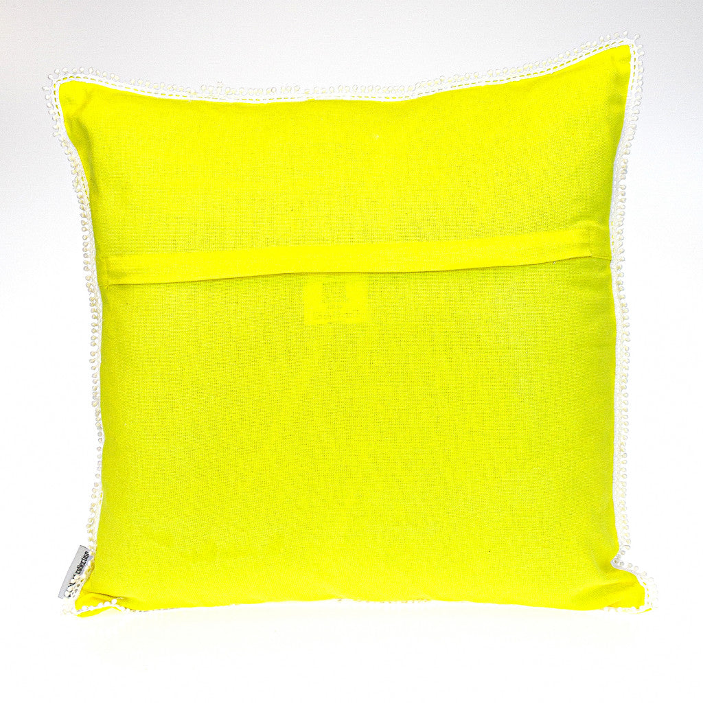 20" Yellow Cotton Throw Pillow