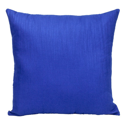 18" Blue and White Geometric Cotton Throw Pillow With Embroidery FurniFindUSA