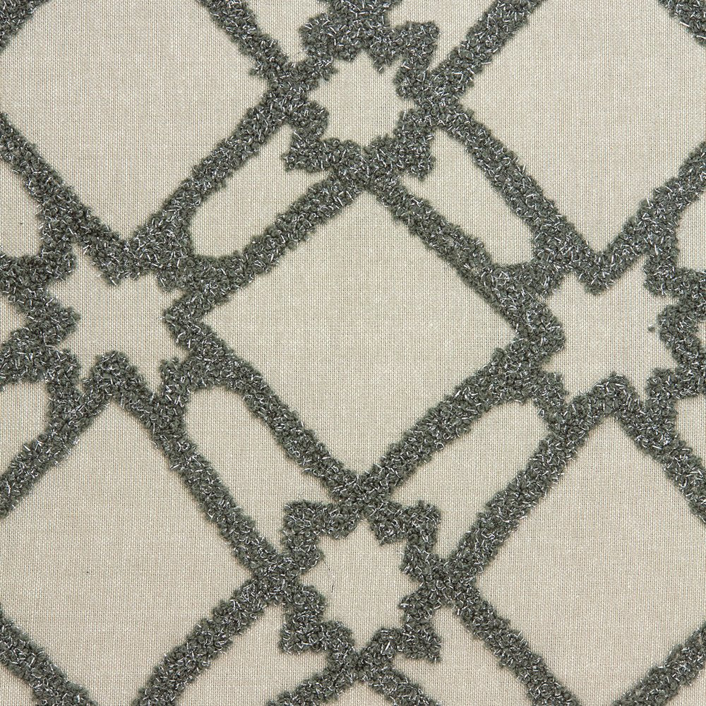 20" Beige and Gray Diamond Cotton Throw Pillow With Embroidery — view 6