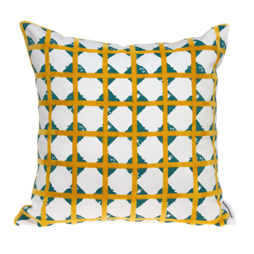 20" Gold and White Geometric Throw Pillow — view 1