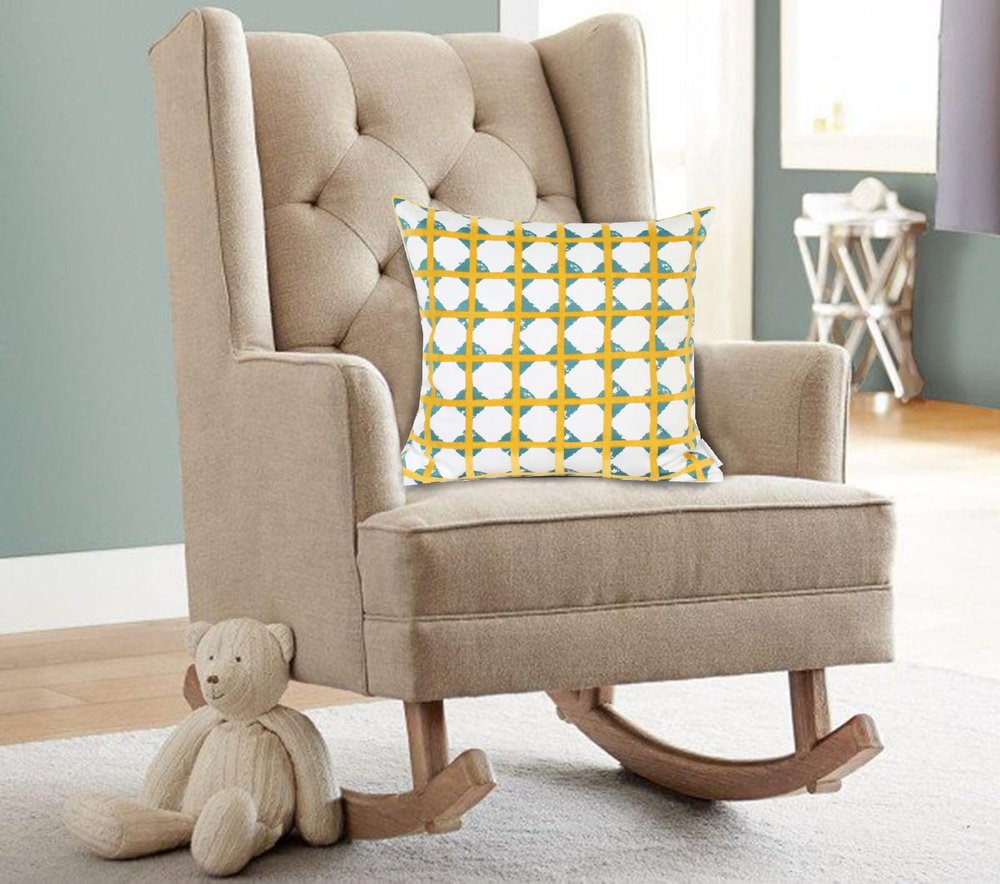 20" Gold and White Geometric Throw Pillow — view 2