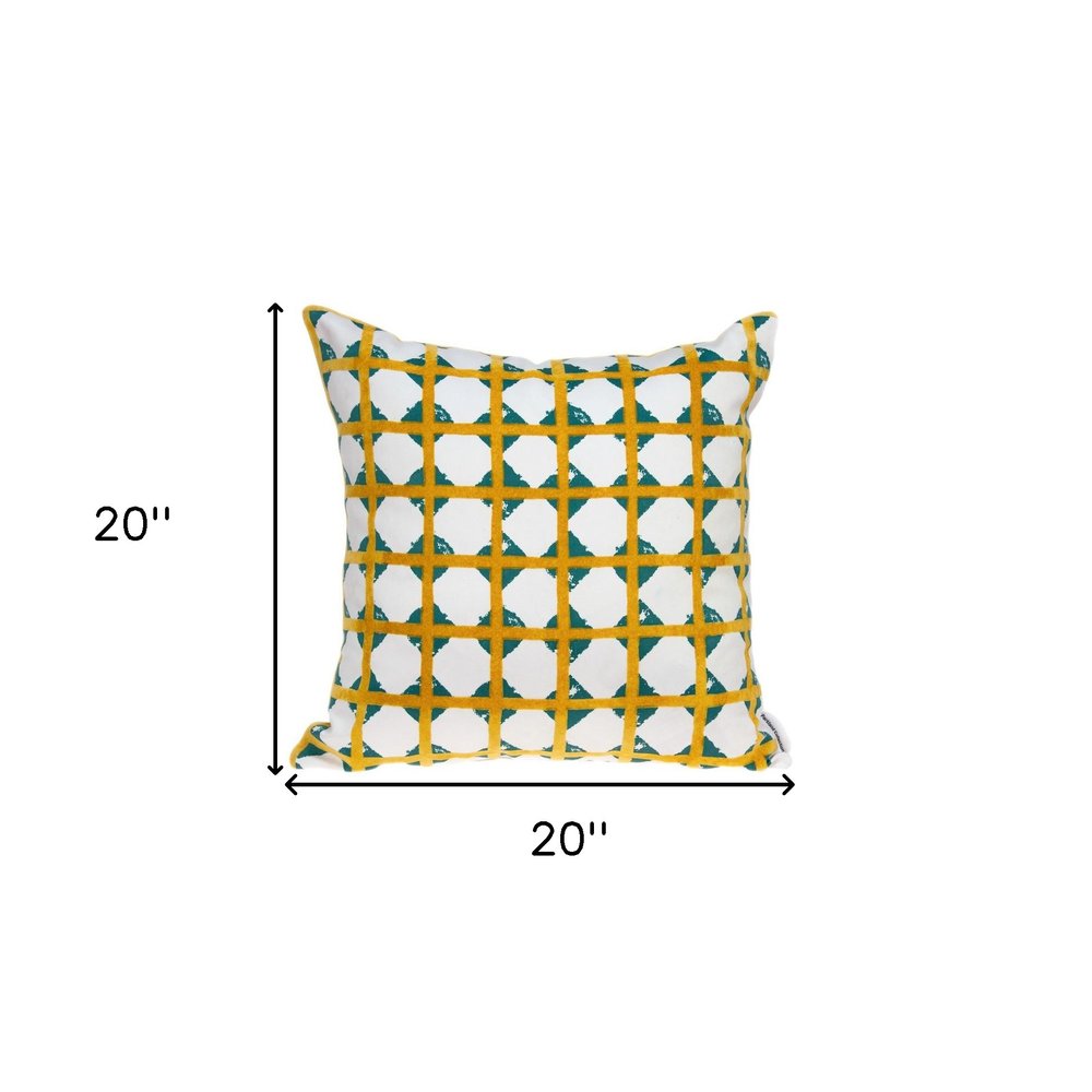 20" Gold and White Geometric Throw Pillow — view 7
