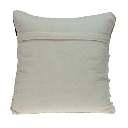 18" Beige and Gold Striped Cotton Blend Throw Pillow With Fringe FurniFindUSA