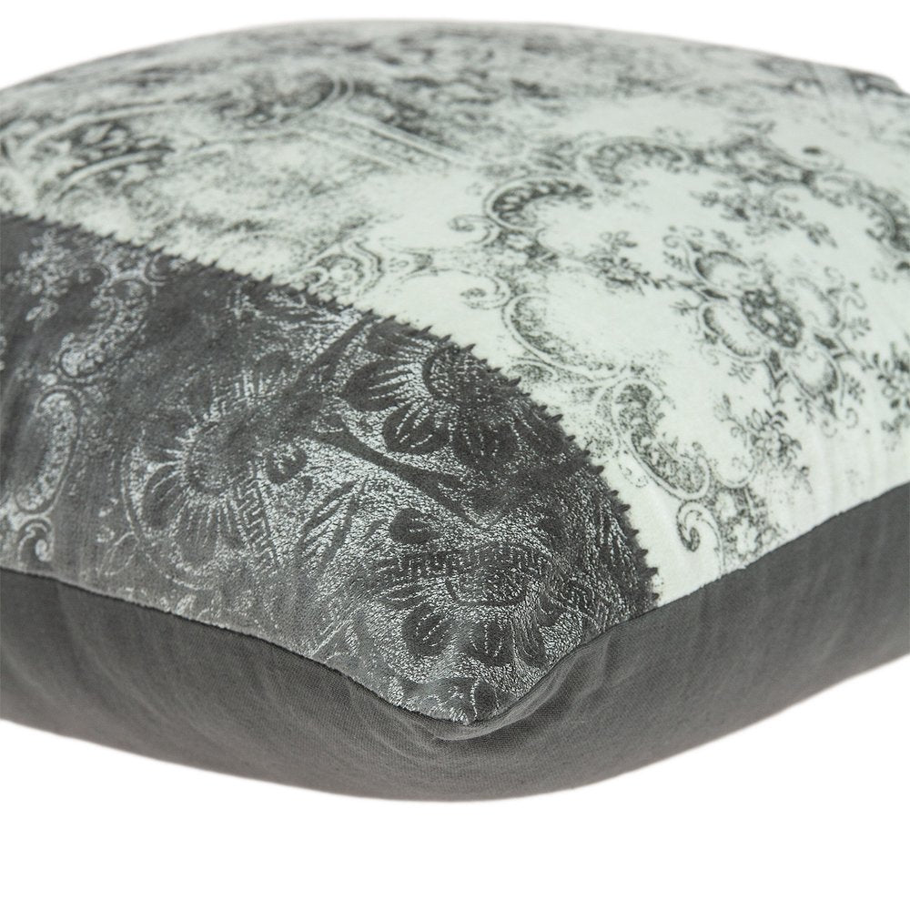 20" Beige And Gray Damask Cotton Throw Pillow — view 5