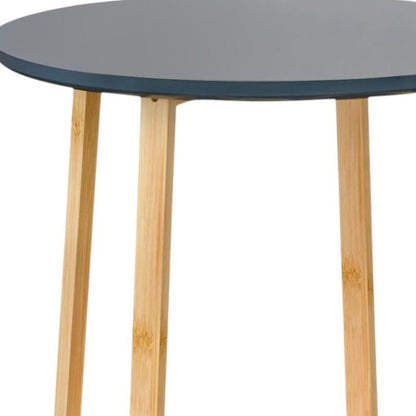 20" Gray and Natural Solid Wood Round Cross Legs End Table HomeRoots