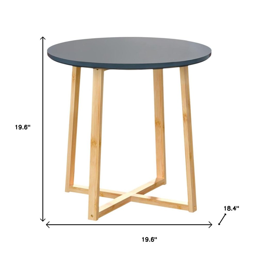 20" Gray and Natural Solid Wood Round Cross Legs End Table HomeRoots