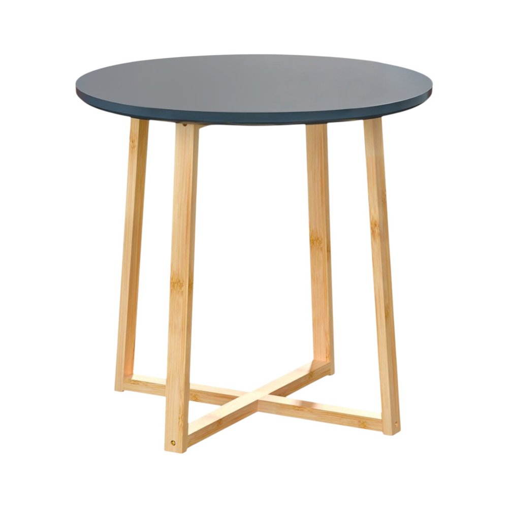 20" Gray and Natural Solid Wood Round Cross Legs End Table HomeRoots