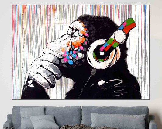 Black and White Fabric Monkey Wall Decor