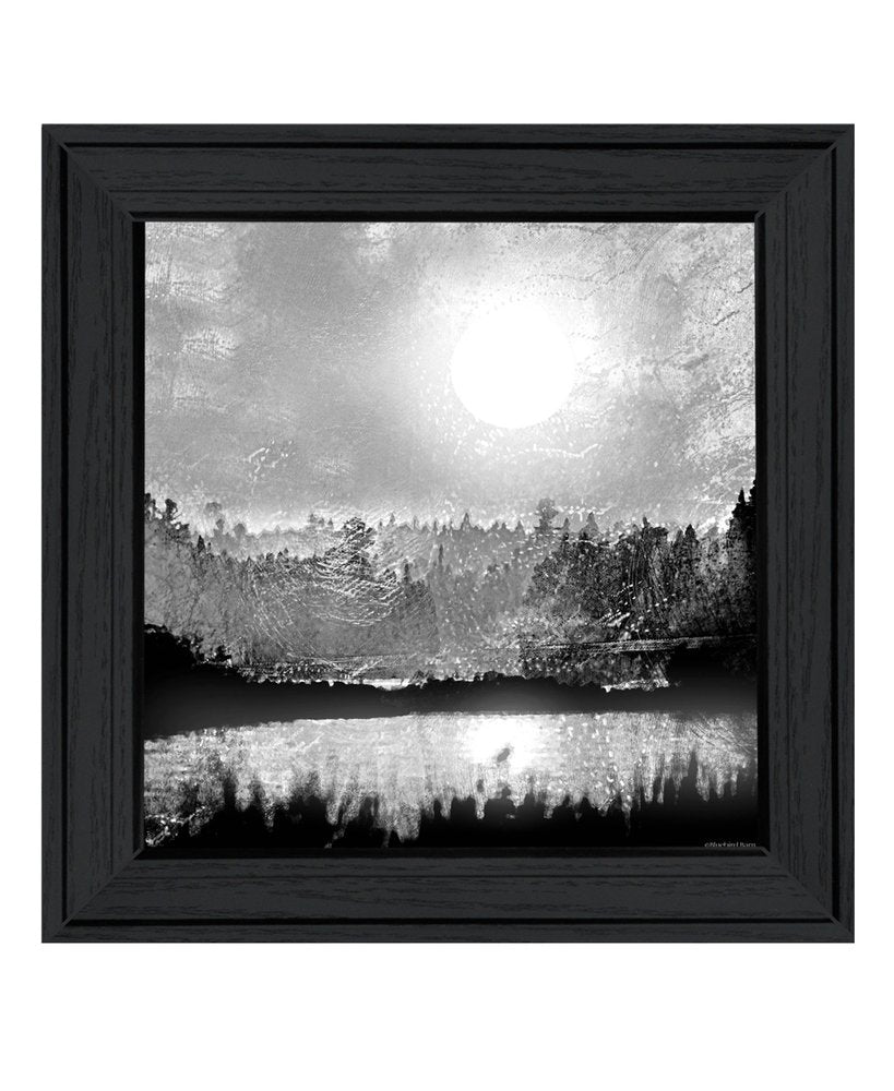 Big Moon Lake Black Framed Print Wall Art — view 1