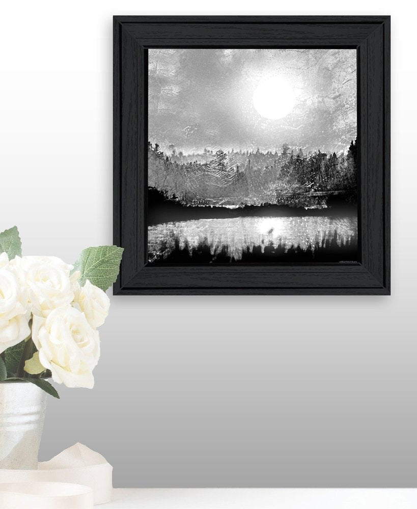 Big Moon Lake Black Framed Print Wall Art — view 2