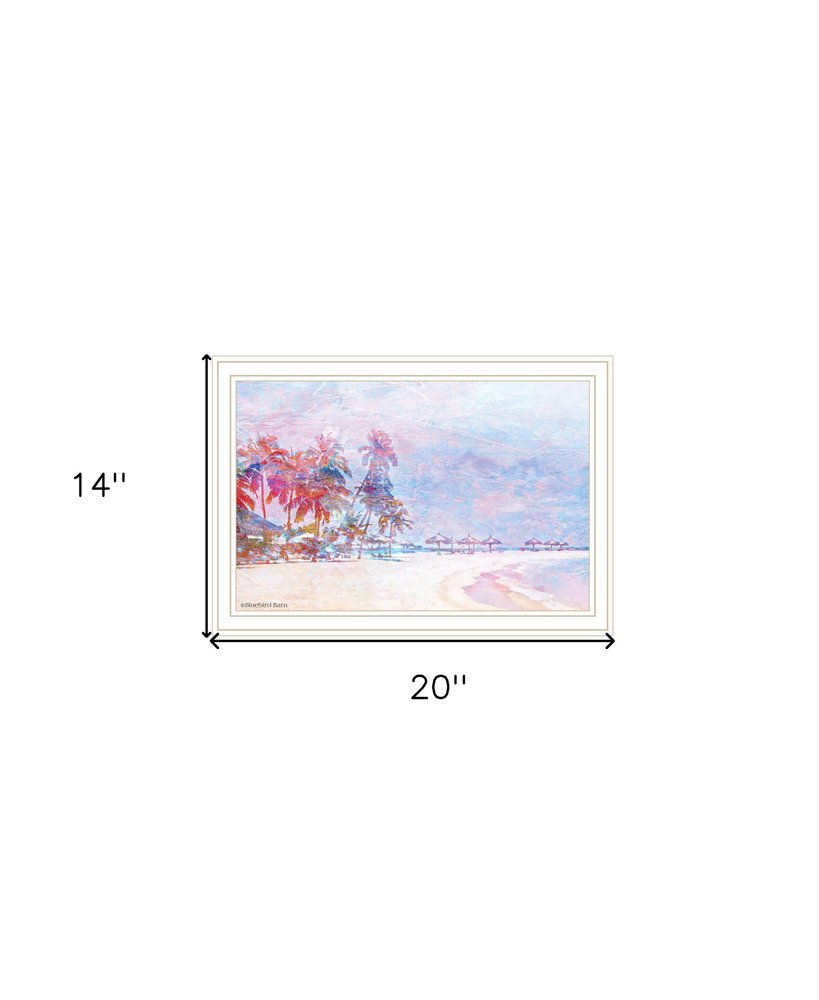 Rainbow Bright Sandy Beach with Umbrellas White Framed Print Wall Art — view 4