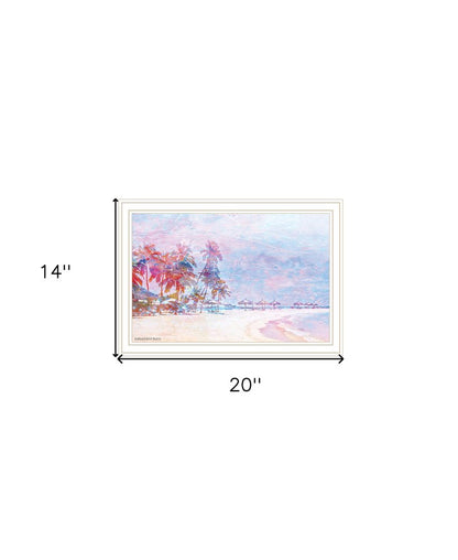 Rainbow Bright Sandy Beach with Umbrellas White Framed Print Wall Art HomeRoots