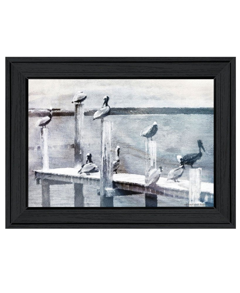 Birds on a Pier Black Framed Print Wall Art — view 2