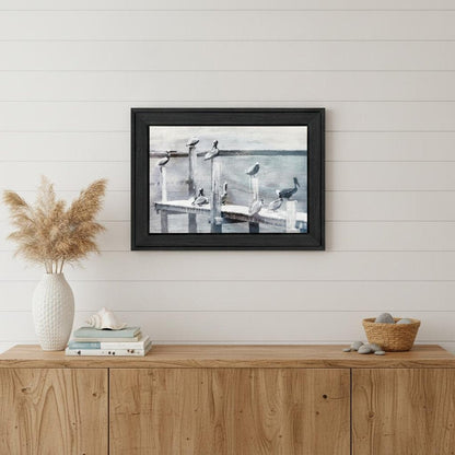 Birds on a Pier Black Framed Print Wall Art HomeRoots