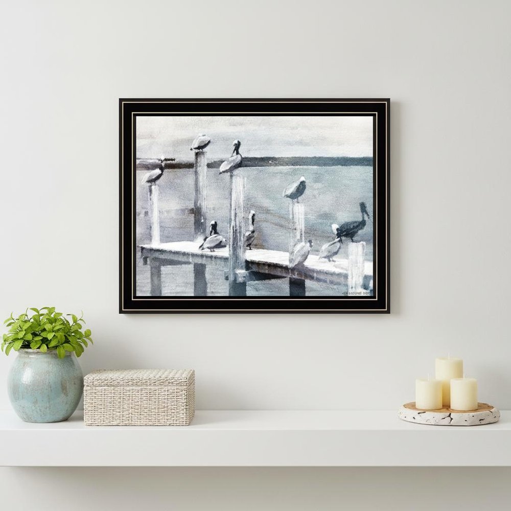 Birds on the Pier Black Framed Print Wall Art — view 4