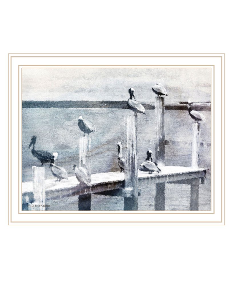 Birds on the Pier White Framed Print Wall Art — view 3