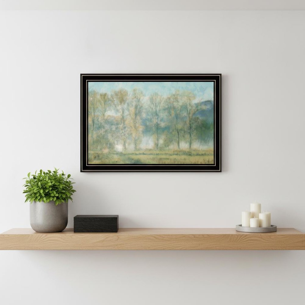 Peaceful Tree Line Black Framed Print Wall Art — view 1