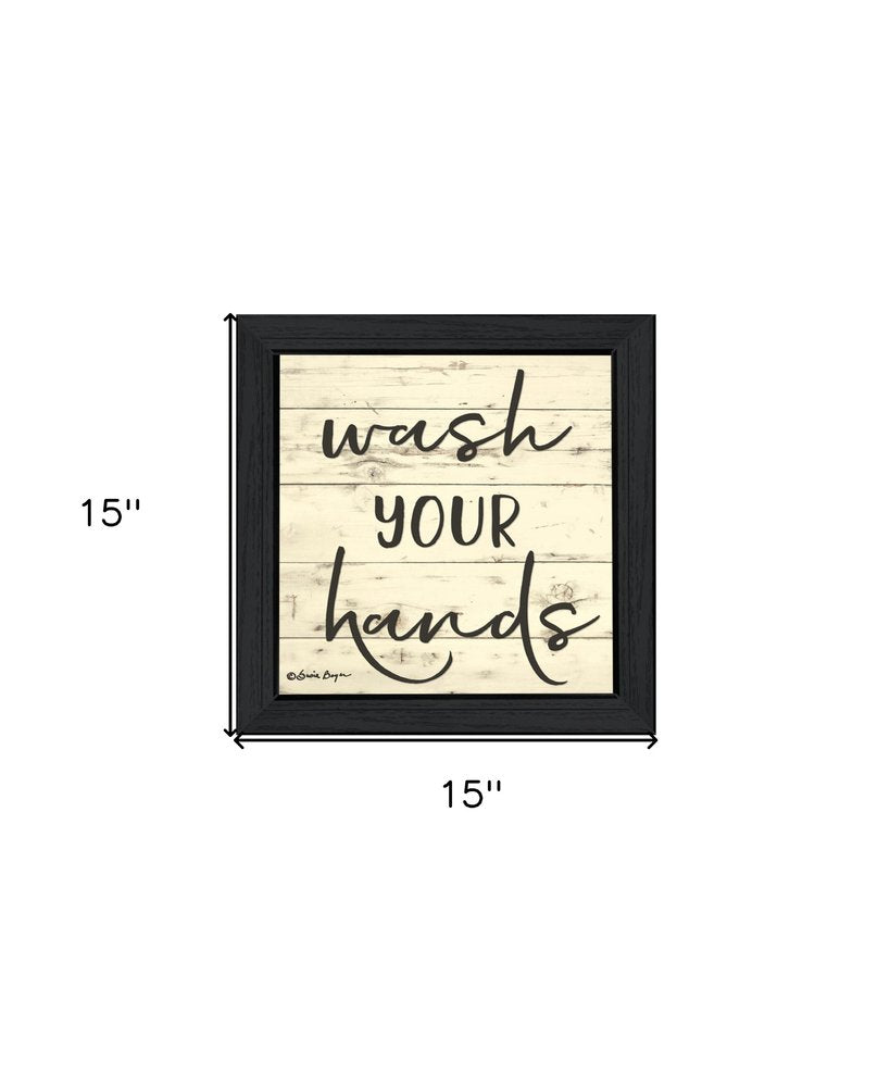 Wash Your Hands Black Framed Print Bathroom Wall Art — view 2