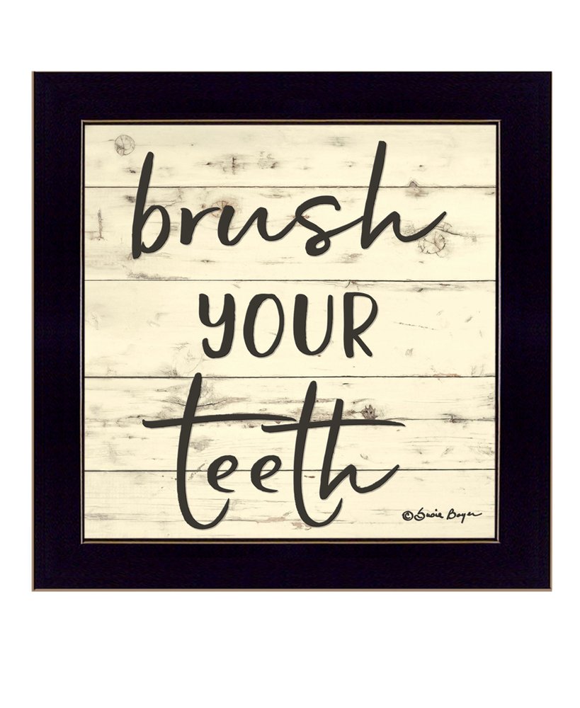 Brush your Teeth Black Framed Print Bathroom Wall Art HomeRoots