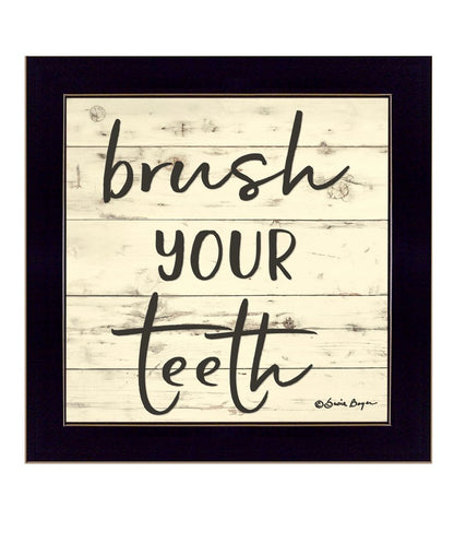 Brush your Teeth Black Framed Print Bathroom Wall Art HomeRoots