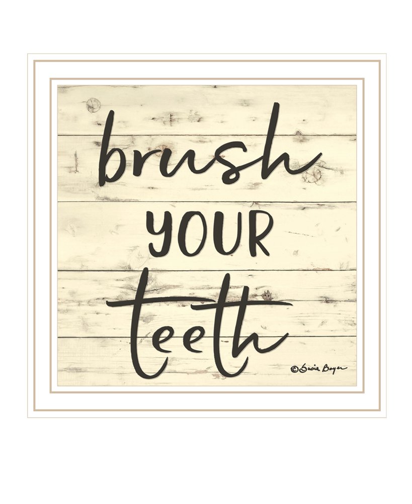 Brush your Teeth Black Framed Print Bathroom Wall Art HomeRoots