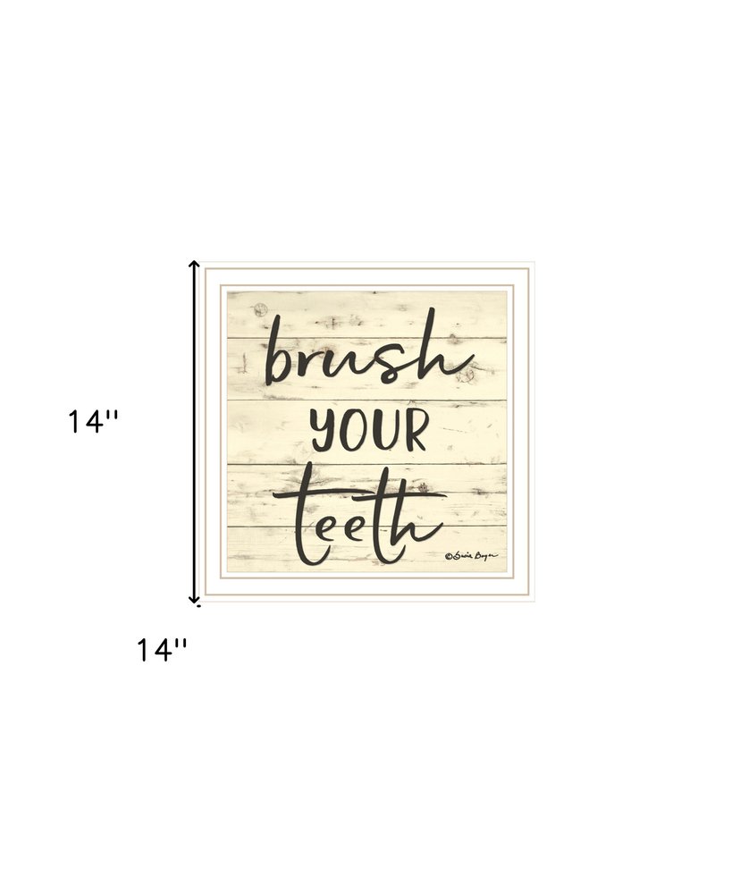 Brush your Teeth Black Framed Print Bathroom Wall Art — view 7