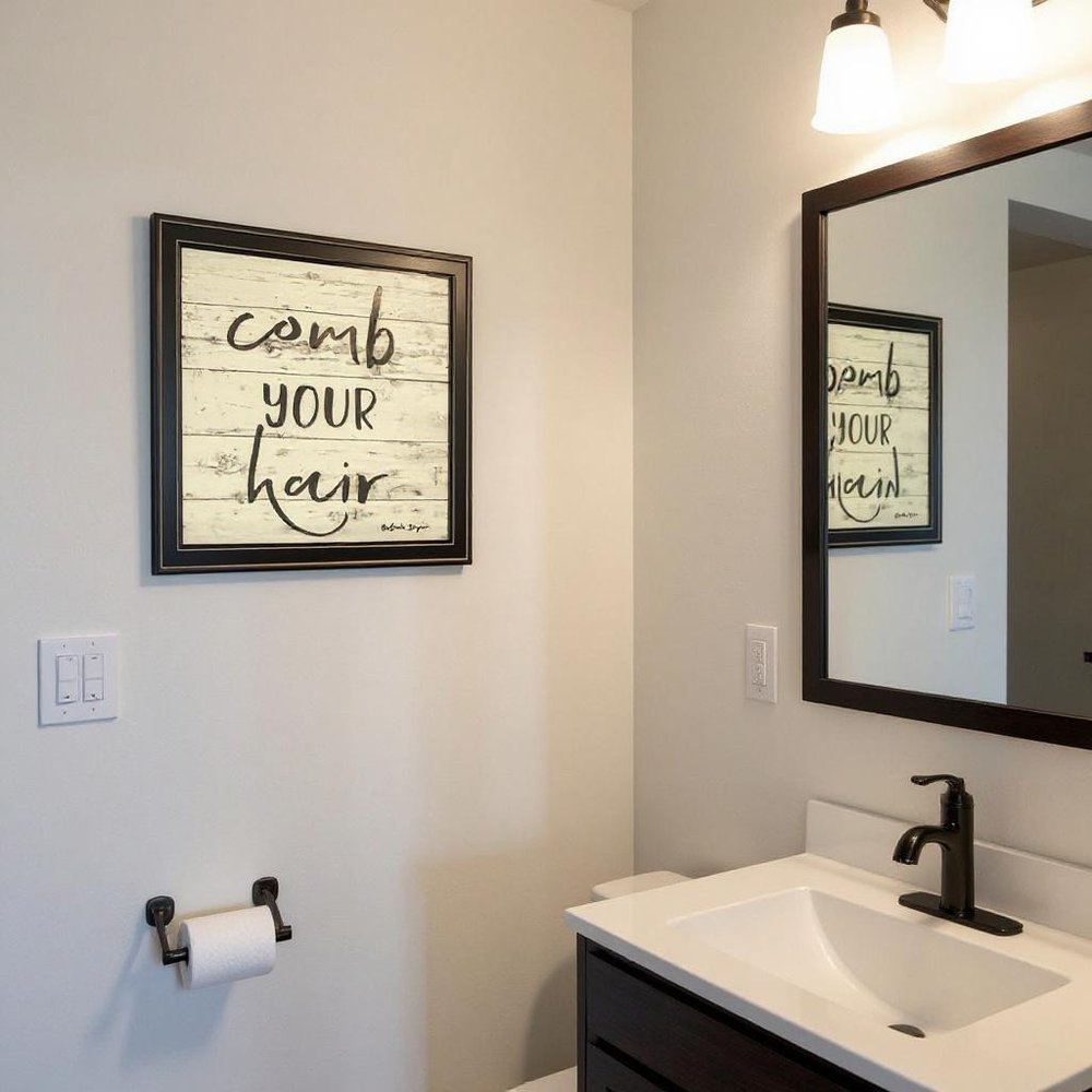 Comb Your Hair Black Framed Print Bathroom Wall Art — view 1