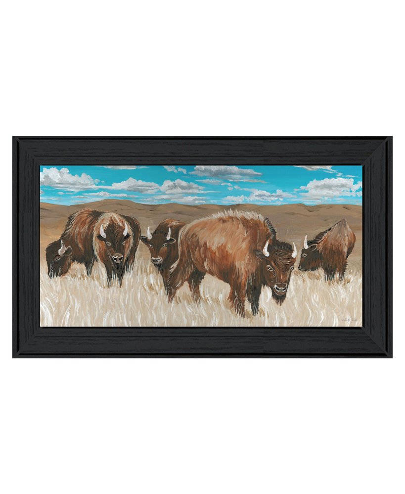 Bison Herd Black Framed Print Wall Art — view 1