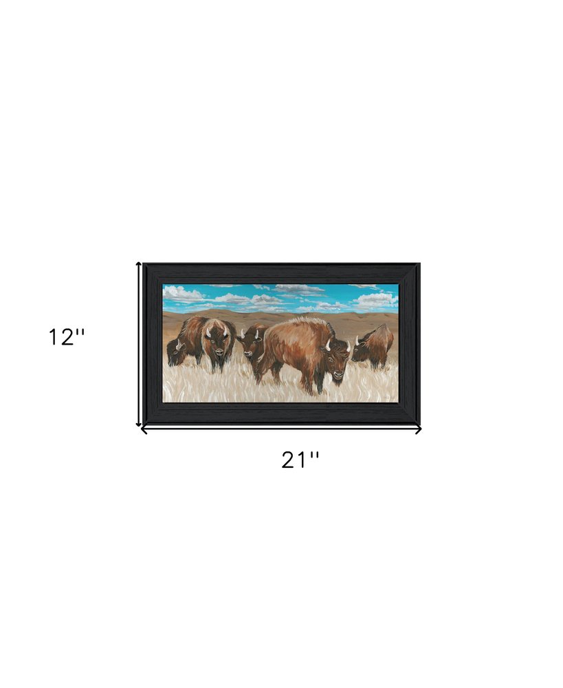 Bison Herd Black Framed Print Wall Art — view 2