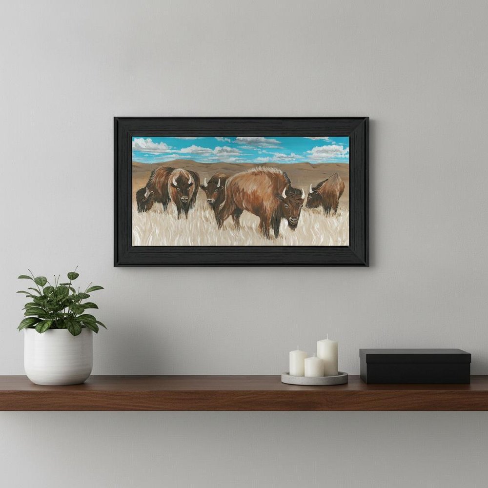 Bison Herd Black Framed Print Wall Art — view 4
