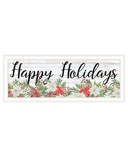 Happy Holiday White Framed Print Wall Art HomeRoots